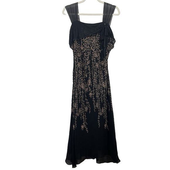 MAX Studio Size M - 1X (Runs Small) Fairy Goth SILK Sheer Maxi Dress Formal - Picture 1 of 6